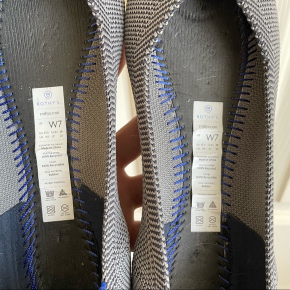 Rothy’s Women's Gray The Point Flat Shoes Cloud Grey Birdseye Sz 7 - Picture 11 of 13